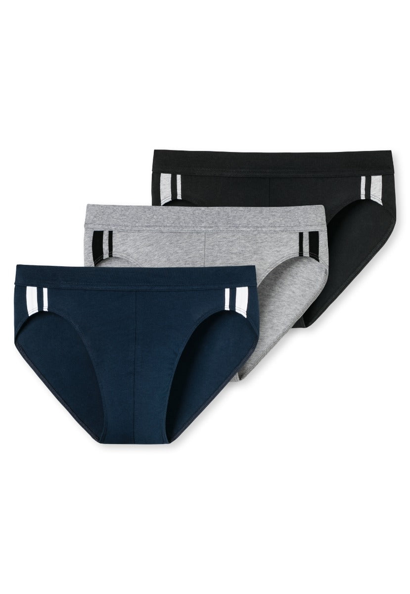 Schiesser 95/5 Rio-Slip Organic Cotton Side Stripes 3Pack Underwear Grey