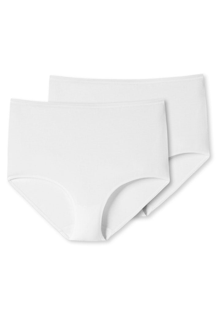 SCHIESSER High waist briefs set of 2, fine ribbed, white